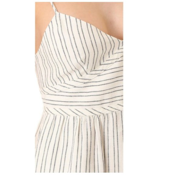 Theory Malaena Narrow Vertical Pin Stripe Linen 10 Mini Pocket Dress $325 * - Picture 5 of 5